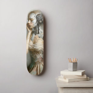 Vrouw Cyborg Vrouw AI Kunst Persoonlijk Skateboard