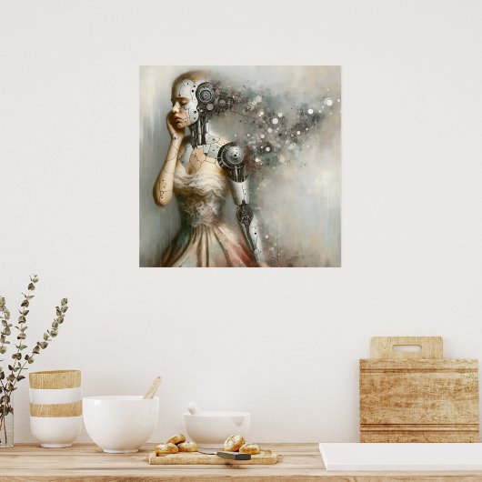Vrouw Cyborg Vrouw AI Kunst Poster (Keuken)
