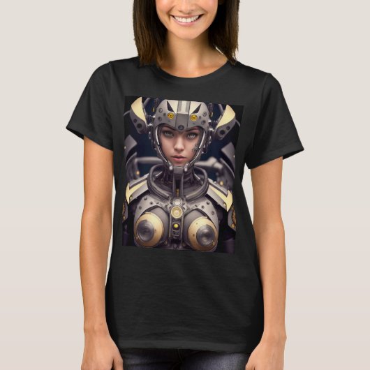 Vrouw Cyborg Warrior T-shirt (Voorkant)