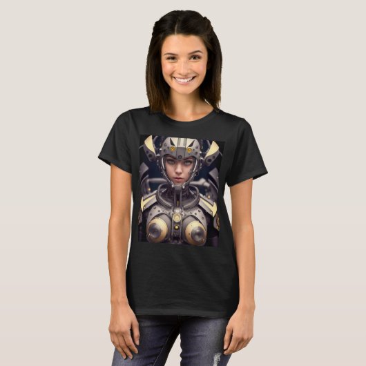 Vrouw Cyborg Warrior T-shirt (Voorkant volledig)