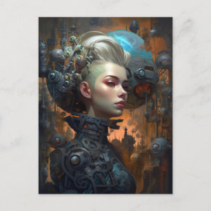 Vrouw Cyborg Woman Science Fiction Briefkaart