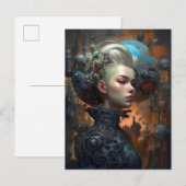 Vrouw Cyborg Woman Science Fiction Briefkaart (Voorkant / Achterkant)