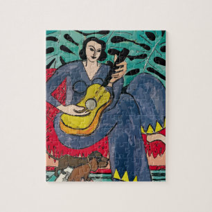 Vrouw, Dachshunds, Guitar Matisse styule Legpuzzel