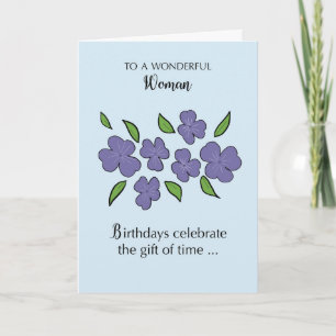 Vrouw: Dag met Violet Flowers en Leaves Kaart