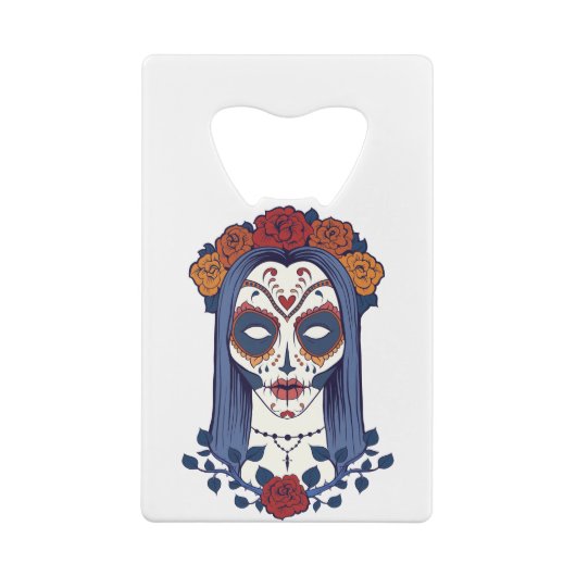 Vrouw Dag van de dood Creditkaart Flessenopener (Achterkant)