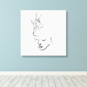 Vrouw Dame Gezicht Mode Model Canvas Afdruk (Insitu (Houten vloer))