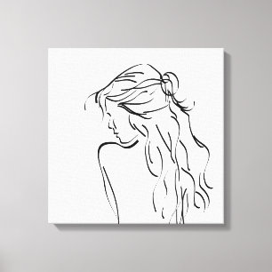 Vrouw Dame Meisje Tekening Canvas Afdruk