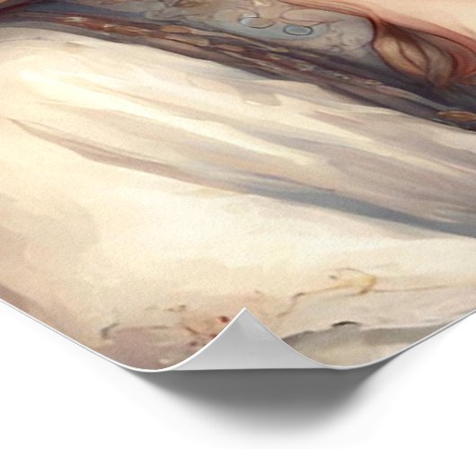 Vrouw Dame Portret Bloem Art Poster (Hoek)