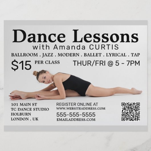 Vrouw Dancer, Dance Lesson Adverteren Flyer (Voorkant)