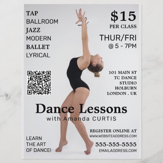 Vrouw Dancer, Dance Lesson Adverteren Flyer (Voorkant)