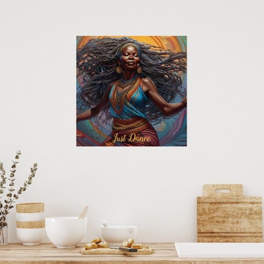 Vrouw dansen gratis Afrikaan Poster (Keuken)