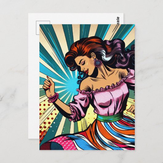 vrouw dansen salsa Pop kunst Briefkaart (Voorkant / Achterkant)