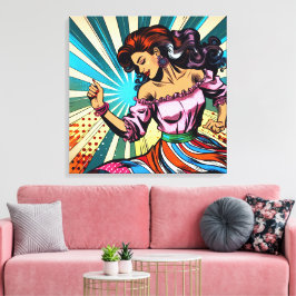 vrouw dansen salsa Pop kunst Canvas Afdruk
