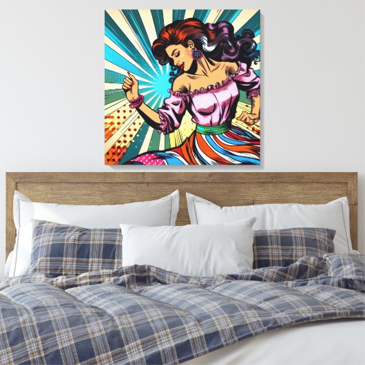  vrouw dansen salsa Pop kunst Canvas Afdruk (Insitu (Slaapkamer))