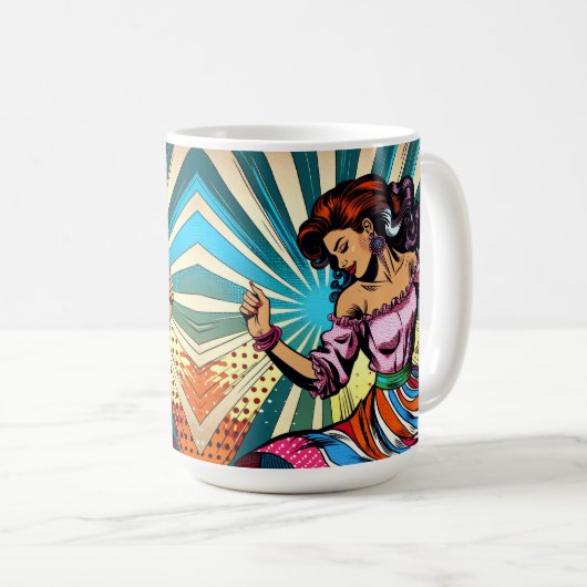  vrouw dansen salsa Pop kunst Koffiemok (Voorkant rechts)