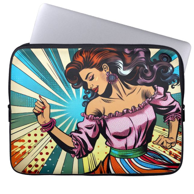  vrouw dansen salsa Pop kunst Laptop Sleeve (Voorkant)