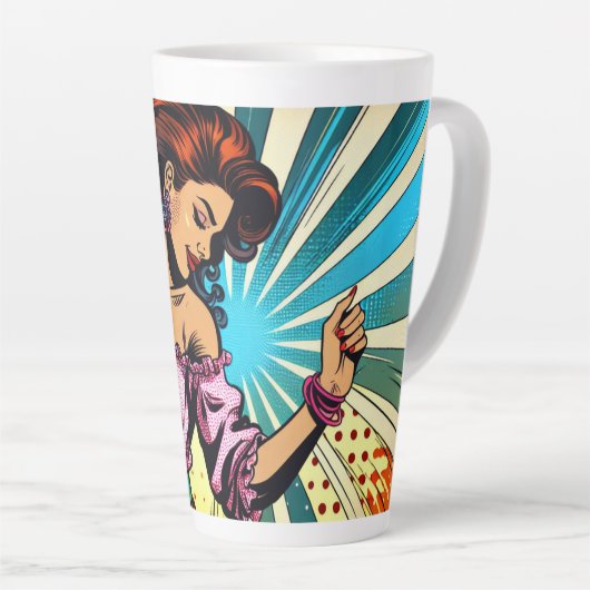vrouw dansen salsa Pop kunst Latte Mok (Rechterhoek)