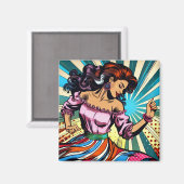 vrouw dansen salsa Pop kunst Magneet (Voorkant / Achterkant)