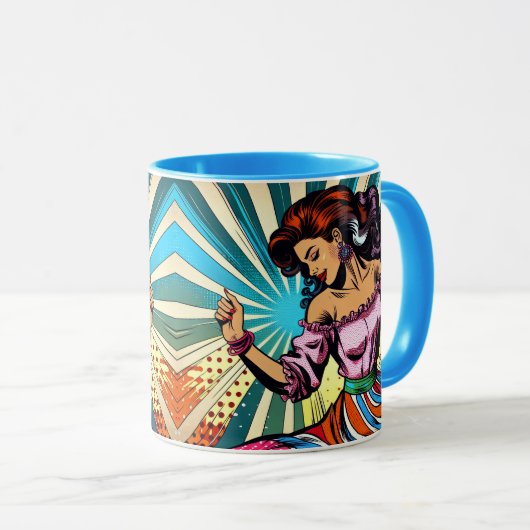 vrouw dansen salsa Pop kunst Mok (Voorkant rechts)