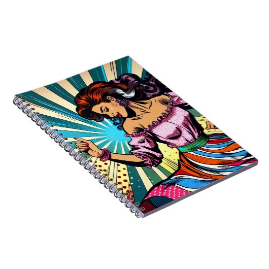  vrouw dansen salsa Pop kunst Notitieboek (Rechterzijde)