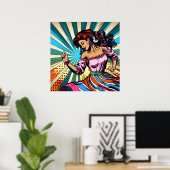  vrouw dansen salsa Pop kunst Poster (Thuiskantoor)