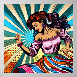 vrouw dansen salsa Pop kunst Poster