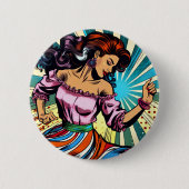 vrouw dansen salsa Pop kunst Ronde Button 5,7 Cm (Voorkant)