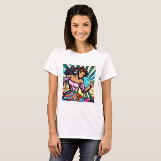  vrouw dansen salsa Pop kunst T-shirt (Voorkant volledig)