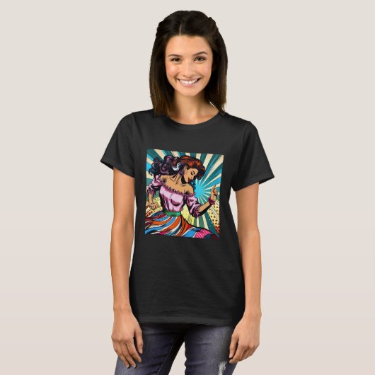  vrouw dansen salsa Pop kunst T-shirt (Voorkant volledig)