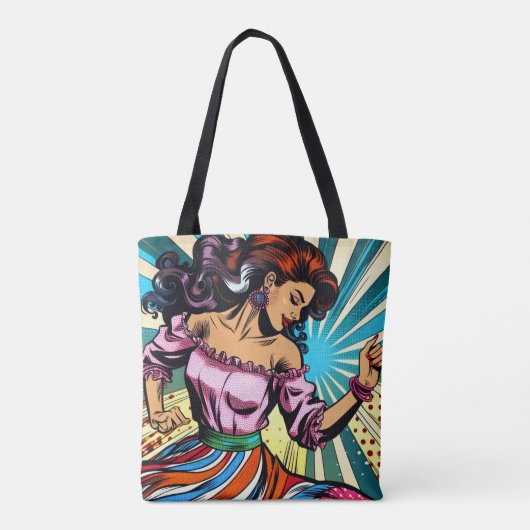 vrouw dansen salsa Pop kunst Tote Bag (Achterkant)
