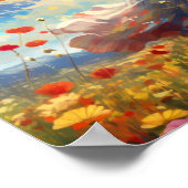 Vrouw dansen vrolijk in een veld van wilde bloemen poster (Hoek)