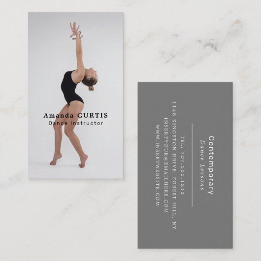 Vrouw danser, danserend instructeur, danser visitekaartje (Voorkant / Achterkant)