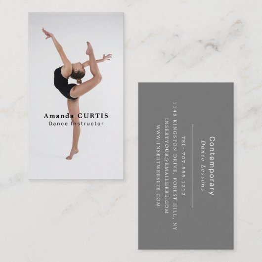 Vrouw danser, danserend instructeur, danser visitekaartje (Voorkant / Achterkant)