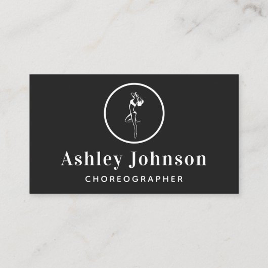 Vrouw danser silhouet elegante choreograaf visitekaartje (Voorkant)