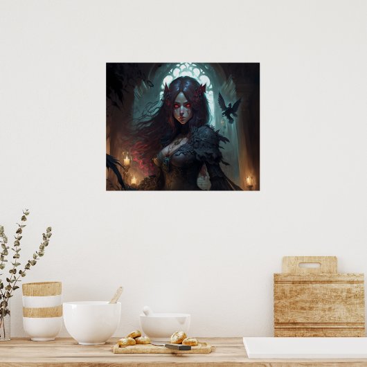 Vrouw Dark Fantasy Anime Art Poster (Keuken)