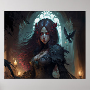 Vrouw Dark Fantasy Anime Art Poster