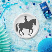 vrouw dat paard rijdt - Kies achtergrondkleur Papieren Bordje (Feest)