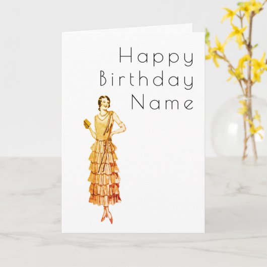 Vrouw Deco Verjaardag Kaart (Gele Bloem)