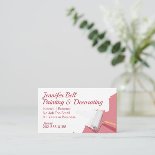 Vrouw decorator schilder visitekaartje (Staand voorkant)