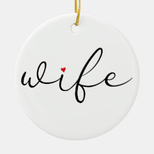Vrouw Definitie Rode Liefde Hart Elegant Schrift Keramisch Ornament