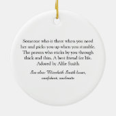 Vrouw Definitie Zwart-wit Chic Script Keramisch Ornament (Achterkant)