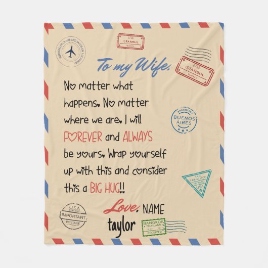 Vrouw Deken Custom Design Bruiloft Gift (Voorkant)