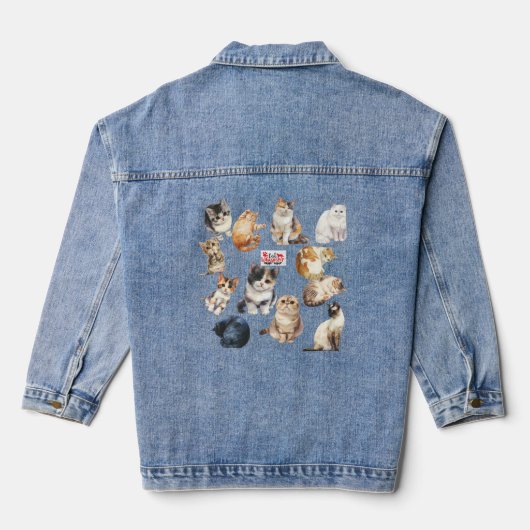 VROUW DENIUM "CAT WHISPERER" JAS DENIM JACKET (Achterkant)