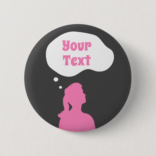 Vrouw denken ronde button 5,7 cm (Voorkant)