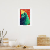 Vrouw denkt aan het schilderen van hedendaagse kun poster (Keuken)