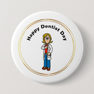 Vrouw Dentist Day Button