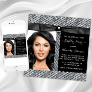 Vrouw Diamant Glam Foto Verjaardagsfeest Kaart