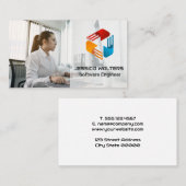 Vrouw die aan Computer werkt Visitekaartje (Voorkant / Achterkant)