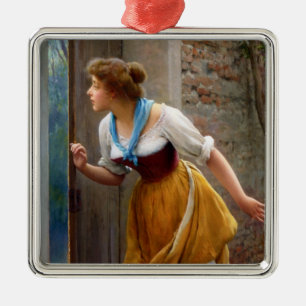 Vrouw die afluistert (door Eugene de Blaas) Metalen Ornament
