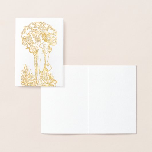 Vrouw die appels plukt Happy Birthday Folie Kaarten (Display)